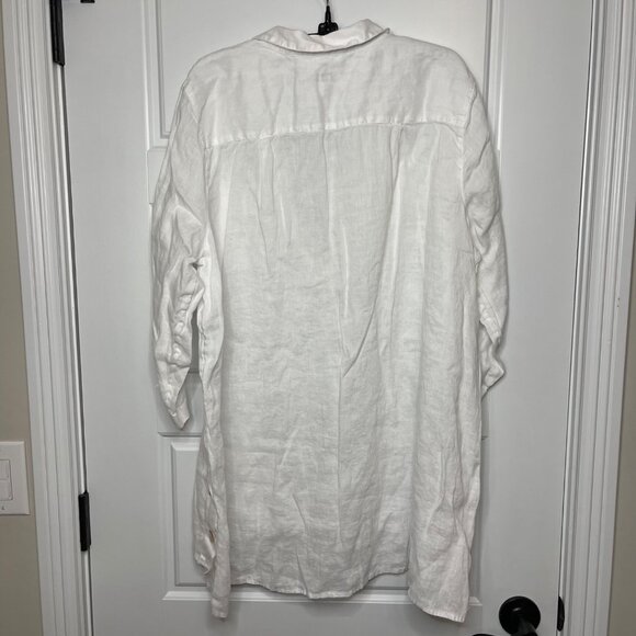 J. Jill 100% Linen Tunic Top Women's Large‎ Oversized Button Side High Low Hem - Picture 3 of 10